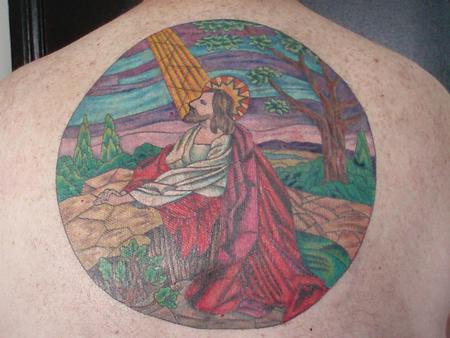 Tattoos - stained glass Jesus Prayer - 62426